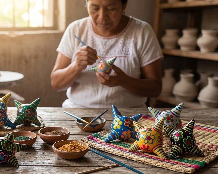 hand-painted Mexican handicrafts
